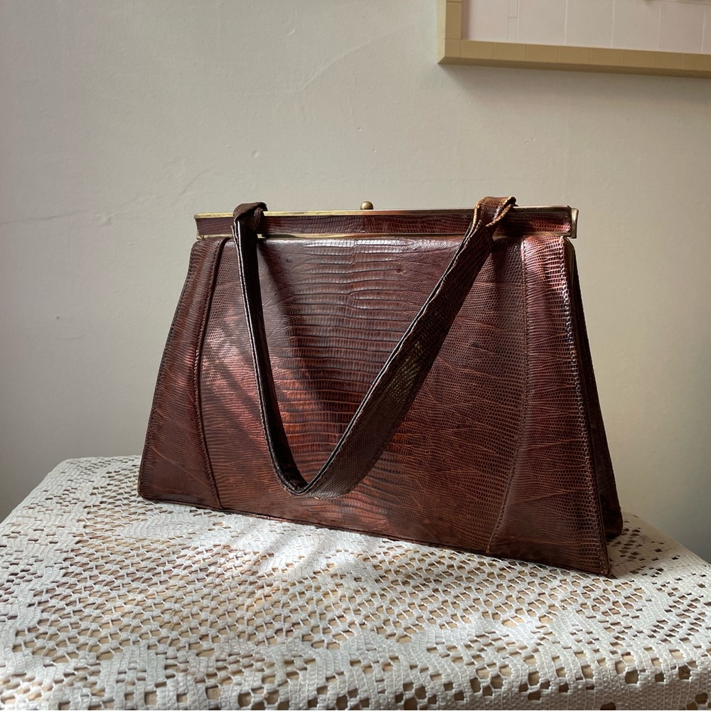 Vintage Mid-Century Snake Skin Purse with Clasp Opening